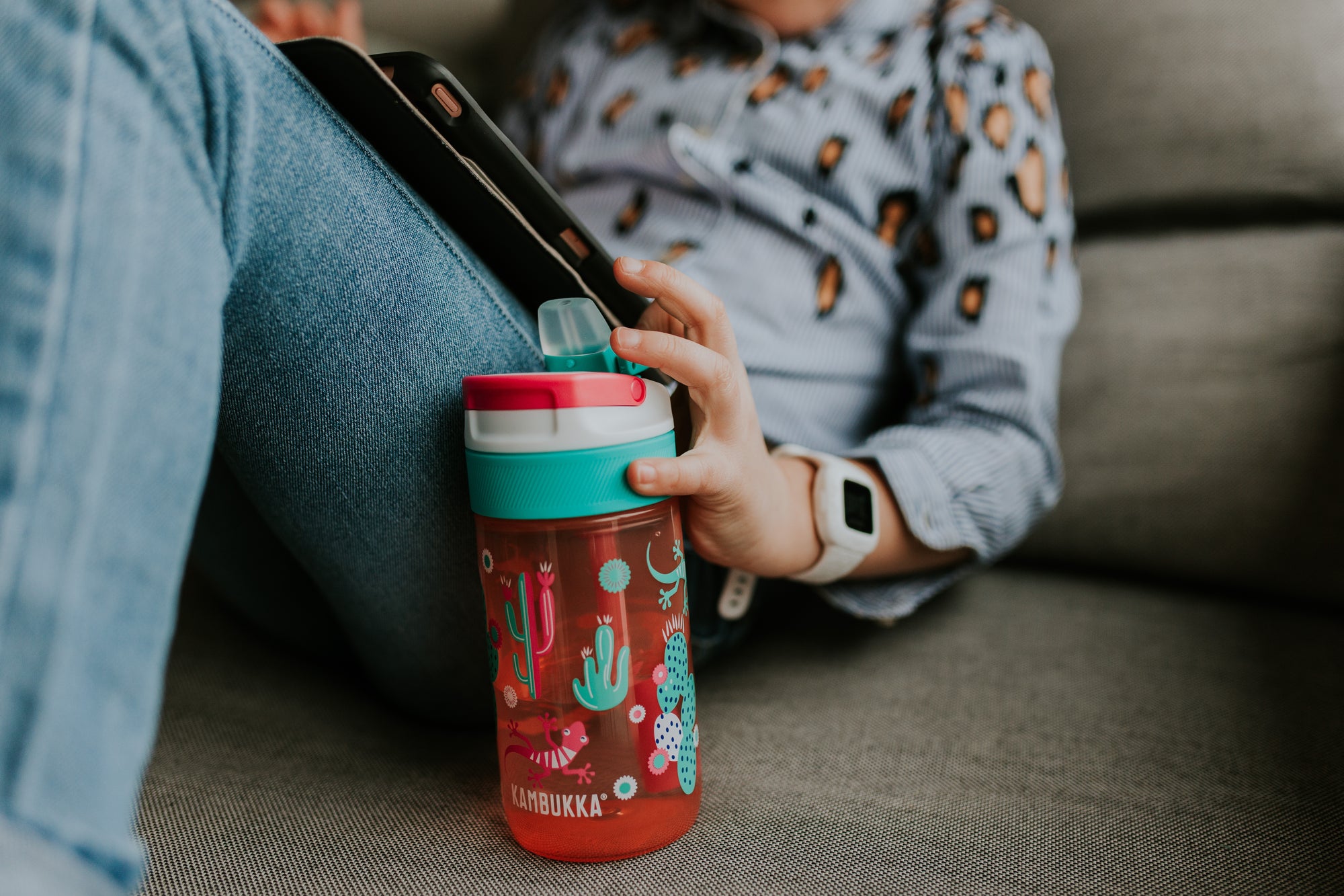 Cactus and Flamingo Kids Leak Proof Water Bottles with Push Button Lid and  Spout - 16 Ounces —